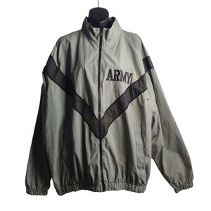 US Military Surplus Army PFU Jacket Green Large Long 100% Nylon Windbreaker L